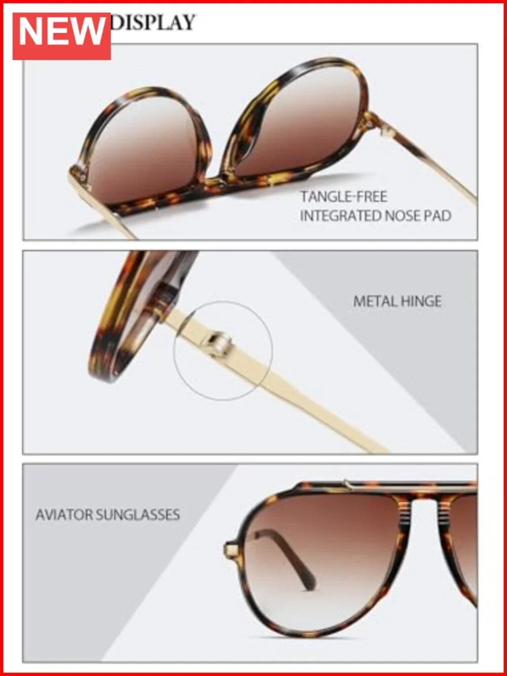 Oversized Aviator Sunglasses Retro Vintage UV Protection